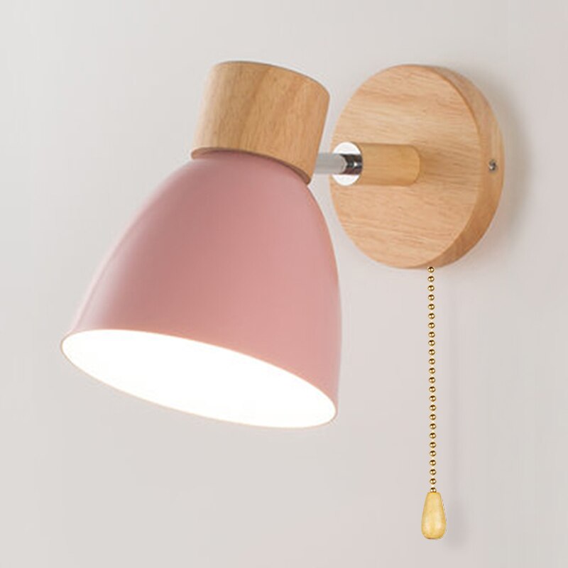Yadiel | Nordic Wandleuchte mit Holz & Zugschalter