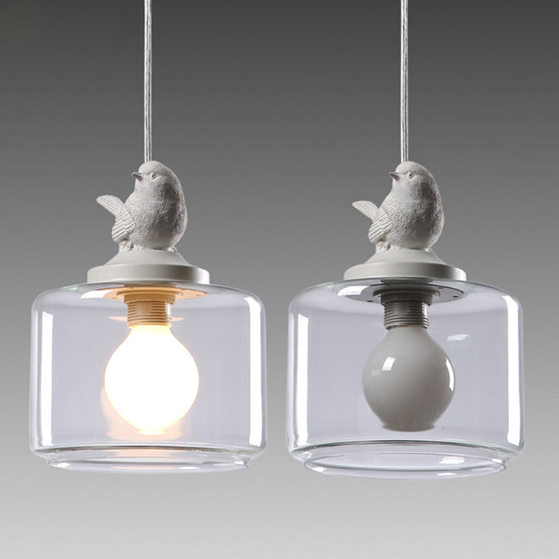 Avelora | Pendelleuchte mit Vogel und Glaszylinder