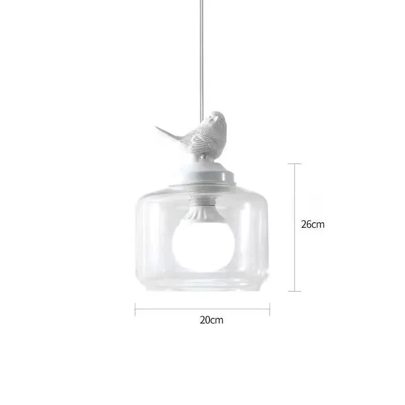 Avelora | Pendelleuchte mit Vogel und Glaszylinder