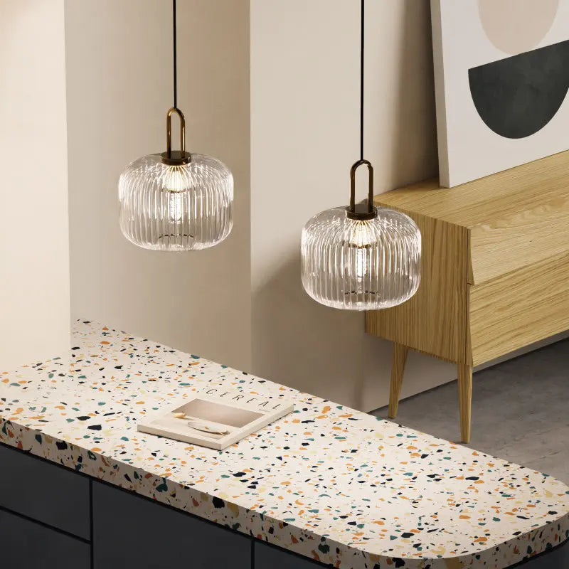 Clarena | Pendelleuchte im Riffelglas-Design