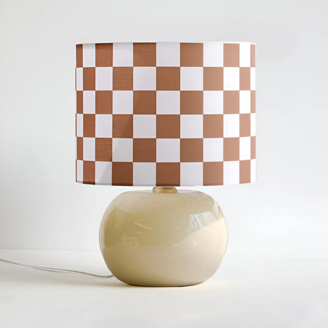 Nivora | Glas Tischlampe kariertes Muster
