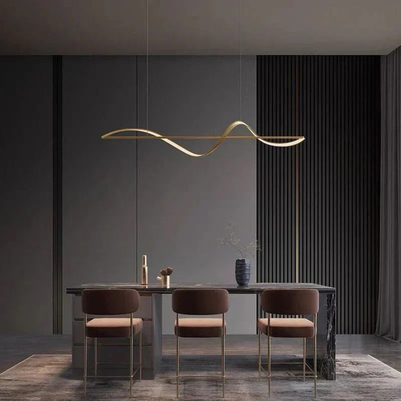 Aurevia | Wellenförmige LED Pendelleuchte in Gold