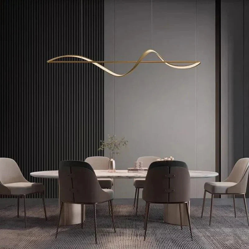 Aurevia | Wellenförmige LED Pendelleuchte in Gold
