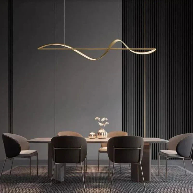 Aurevia | Wellenförmige LED Pendelleuchte in Gold