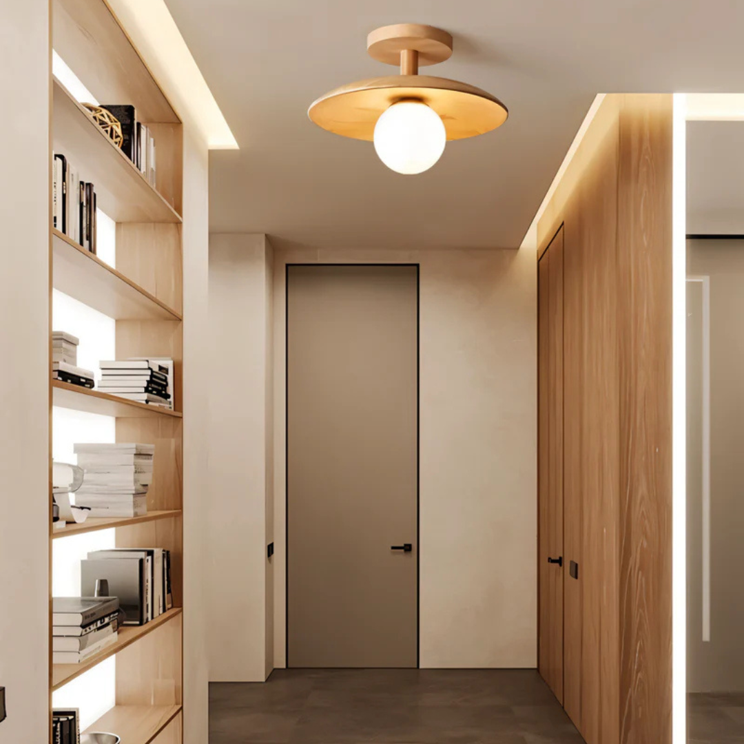 LED Deckenleuchte | Zeitlose Holzlampe für Zuhause
