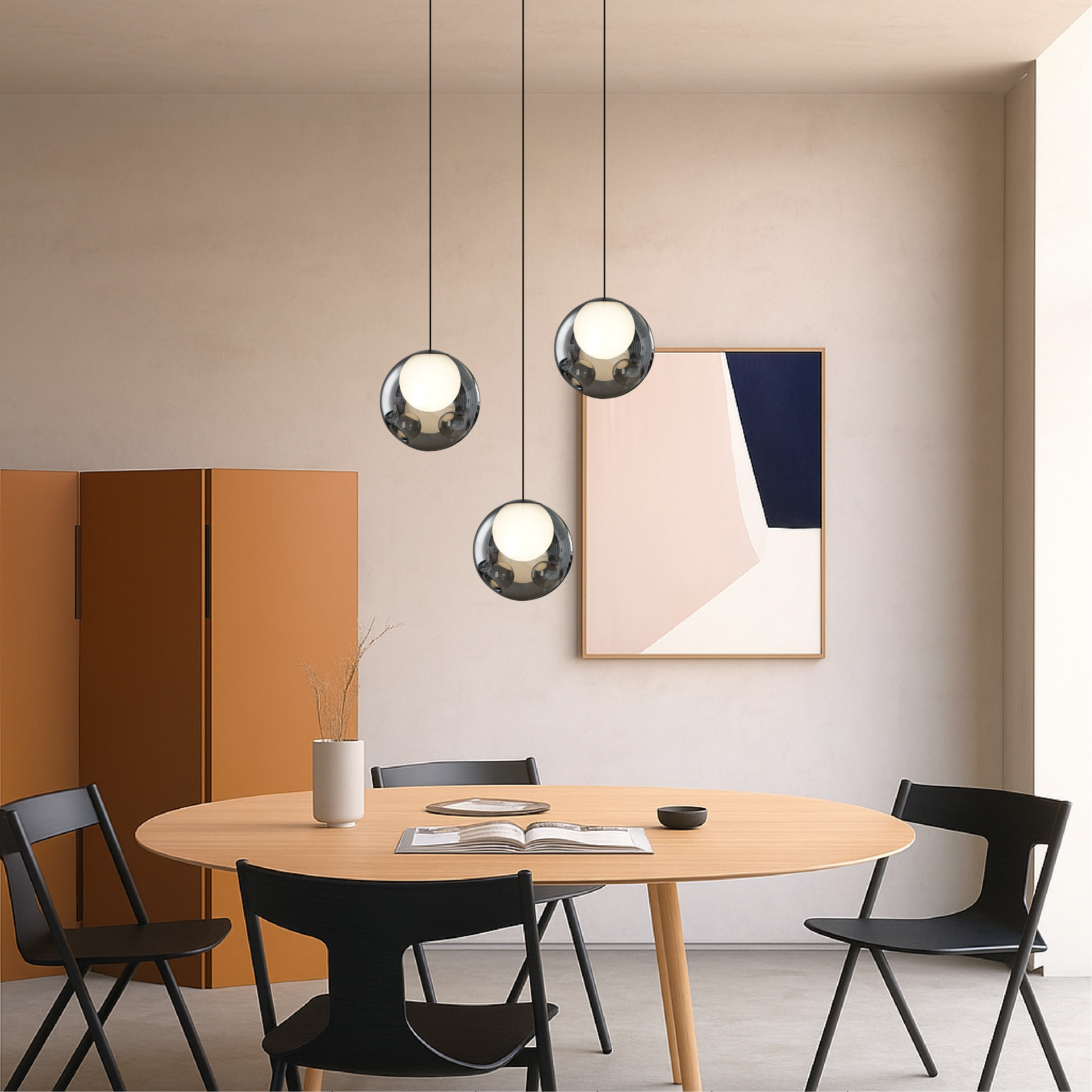 Elyra | Pendelleuchte mit Spiegelglas-Kugel