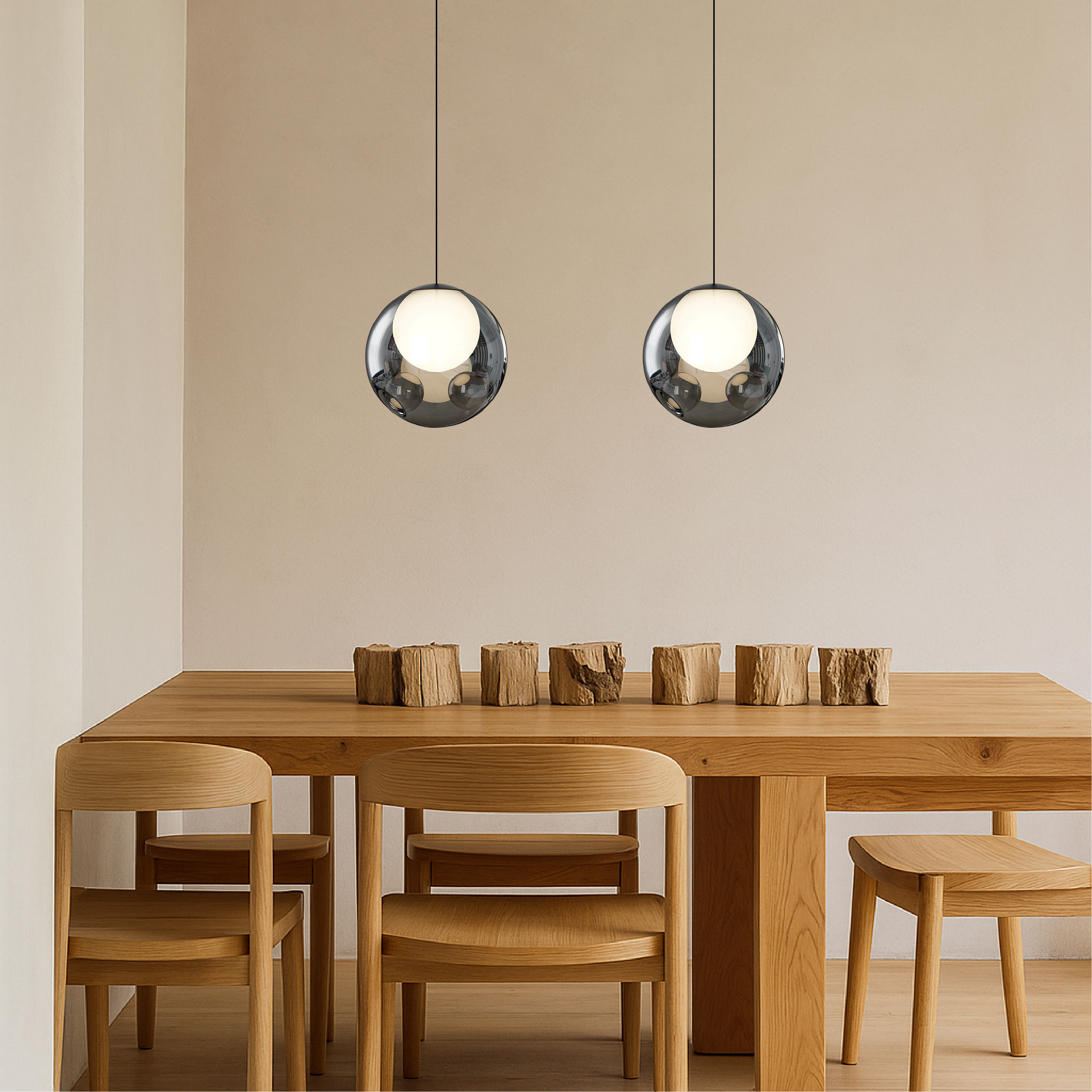 Elyra | Pendelleuchte mit Spiegelglas-Kugel