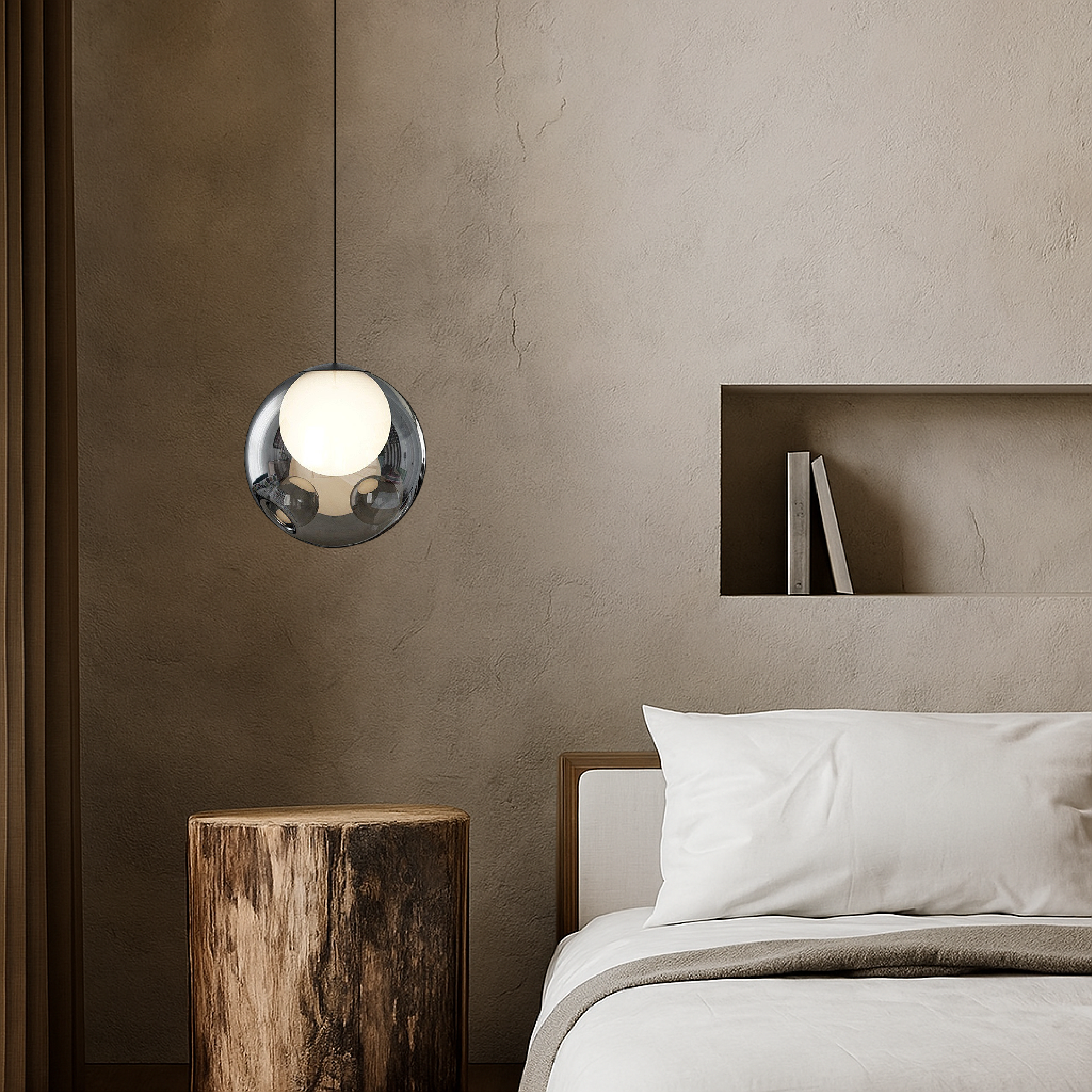 Elyra | Pendelleuchte mit Spiegelglas-Kugel