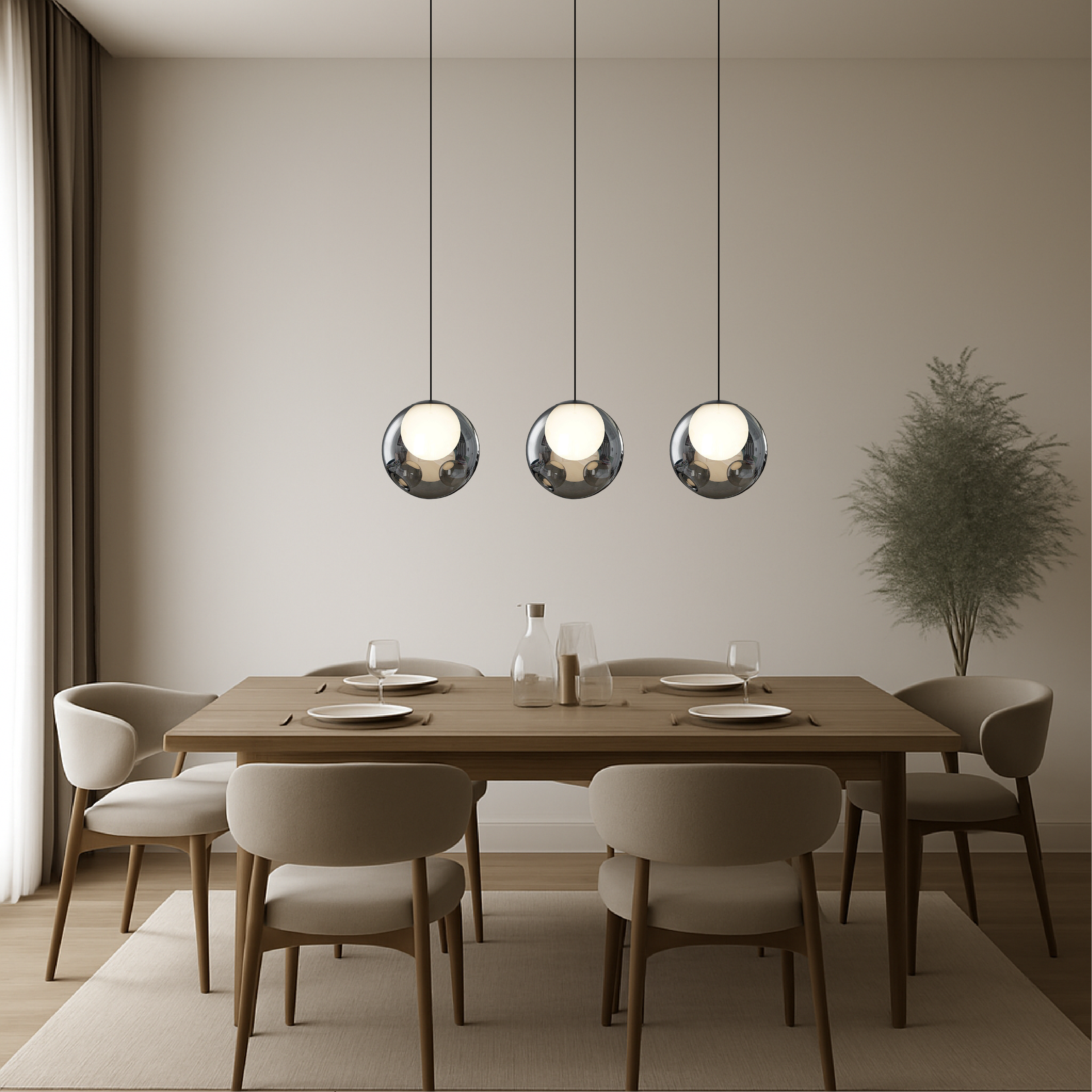 Elyra | Pendelleuchte mit Spiegelglas-Kugel