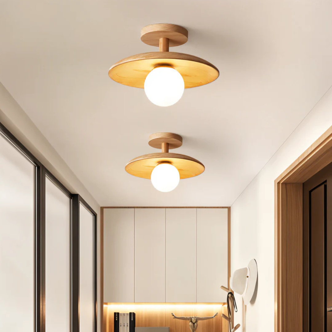 LED Deckenleuchte | Zeitlose Holzlampe für Zuhause