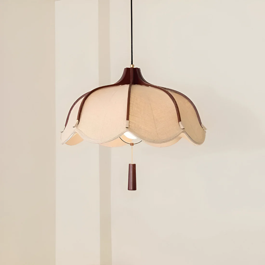 Hanami | Moderne Wabi Sabi Stoff Blumenform Pendelleuchte
