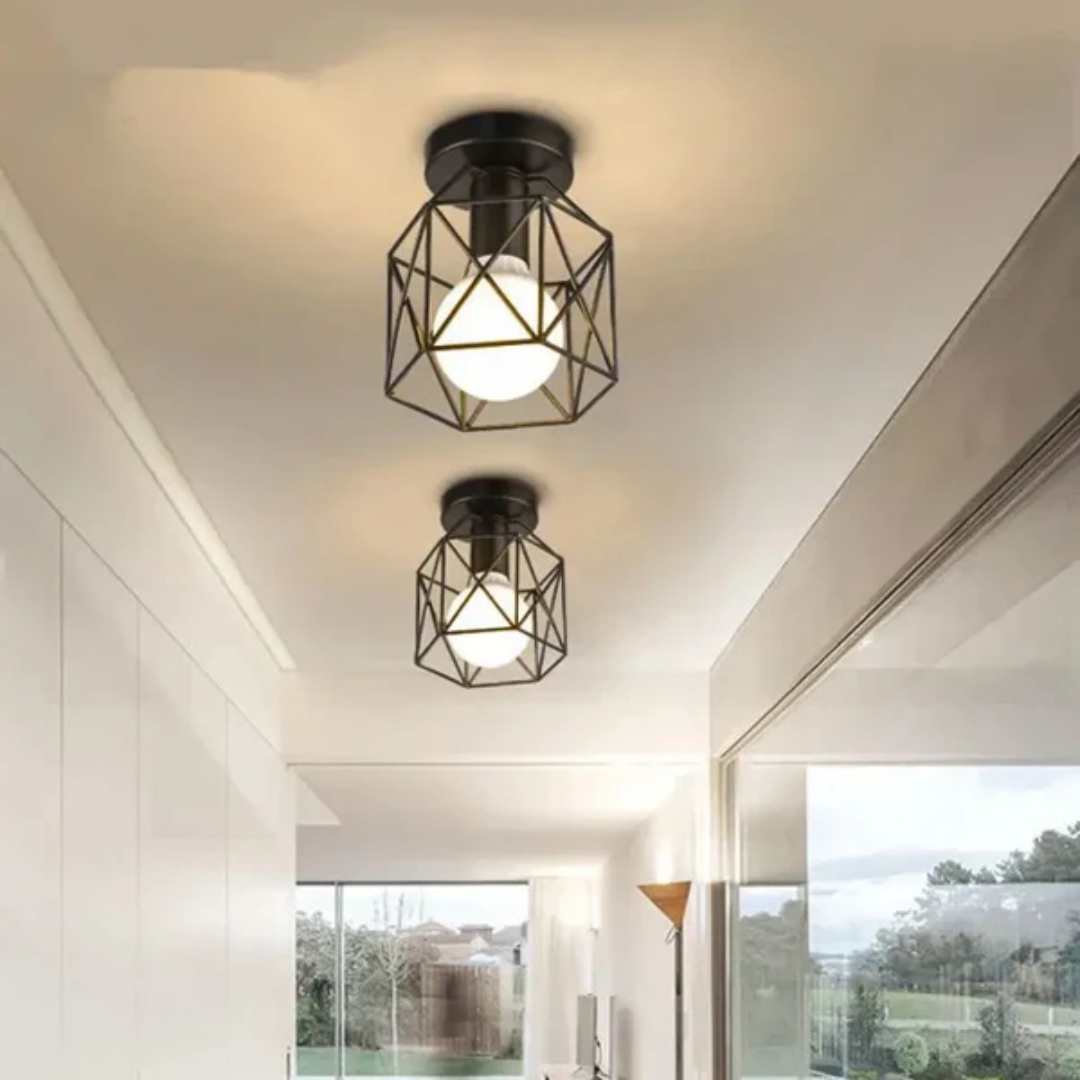 Geometrische LED | Deckenlampe Metallkäfig Stil