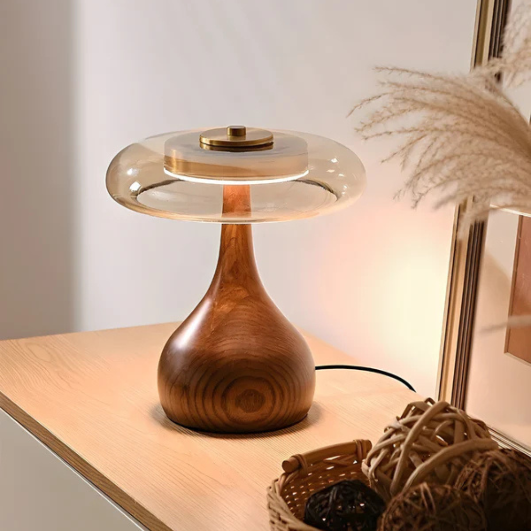 LED-Tischleuchte aus Holz | Wiederaufladbare Nachttischleuchte