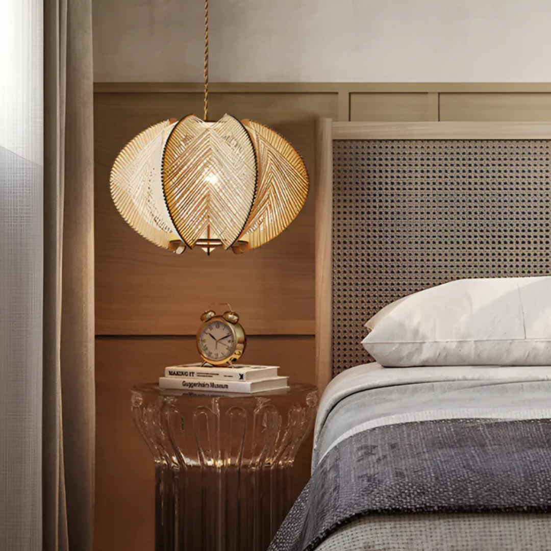 Kalani | Pendelleuchte im Rattan-Blätterdesign
