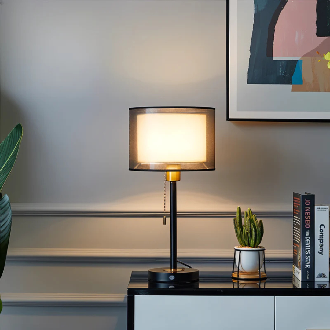 Serenya | Tischlampe modern mit Stoffschirm