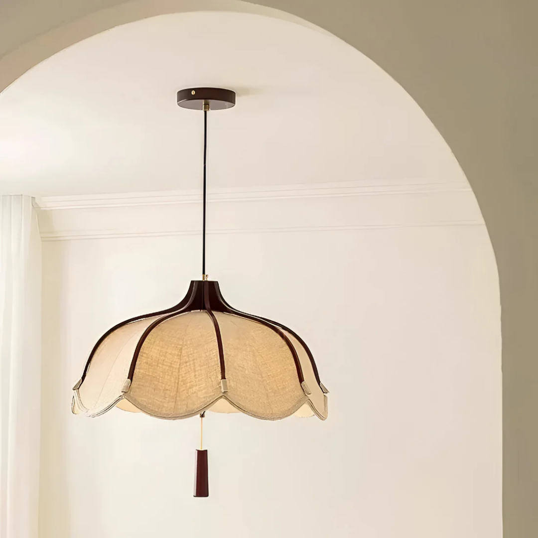 Hanami | Moderne Wabi Sabi Stoff Blumenform Pendelleuchte