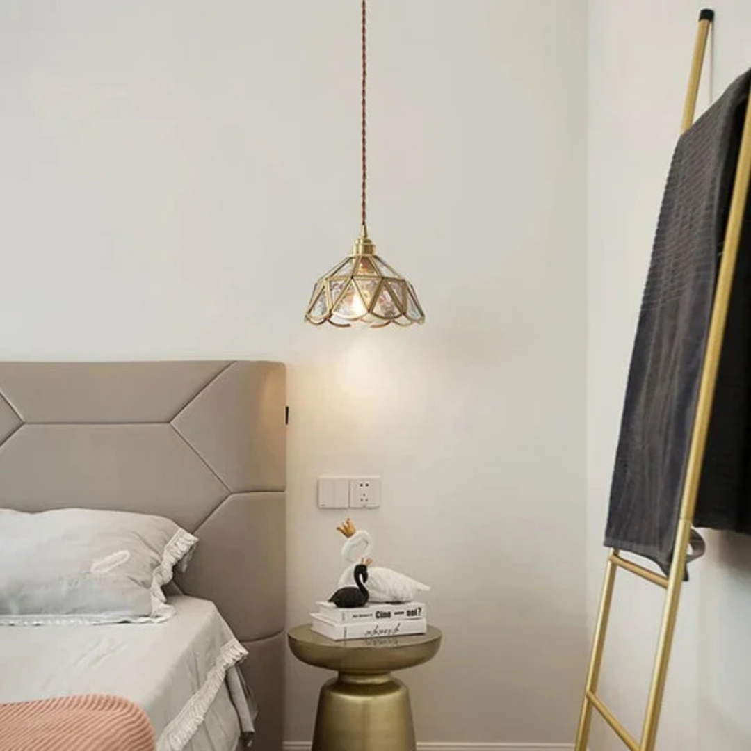 Lunavera | Vintage Glas-Pendelleuchte im Blütendesign