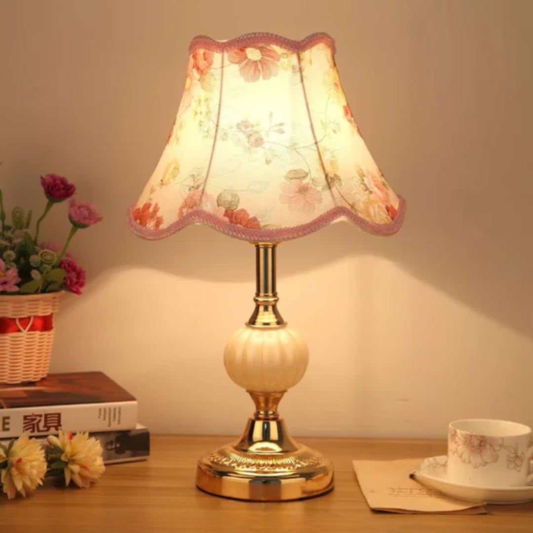 Floralis | Tischlampe klassisch mit Stoffschirm