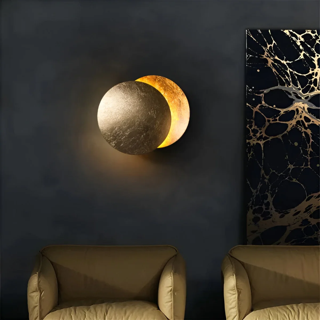 Runde LED Wandleuchte | Mond Eclipse im Schatten Design