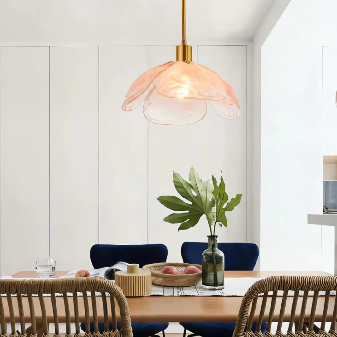 Floraya | Pendelleuchte mit Blüten-Glasschirm