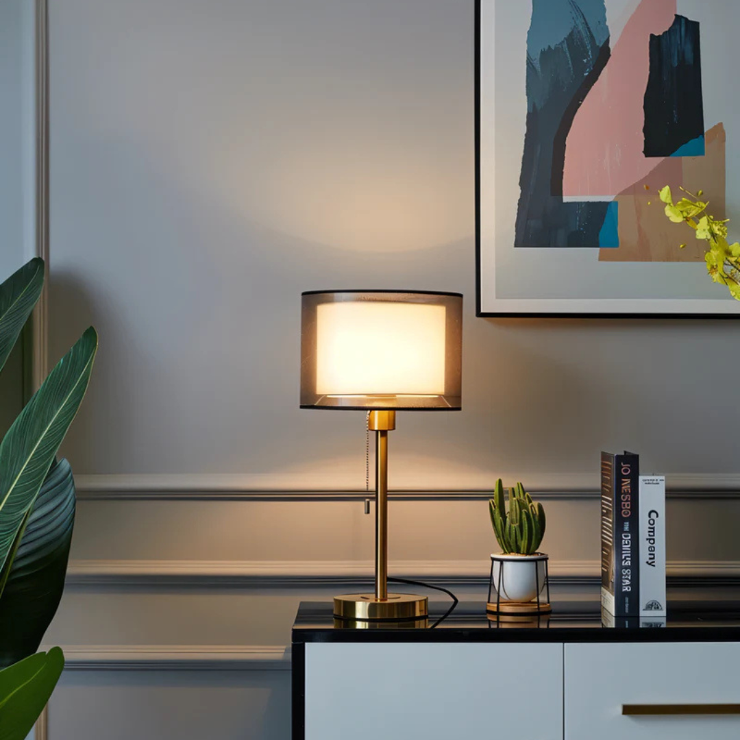 Serenya | Tischlampe modern mit Stoffschirm