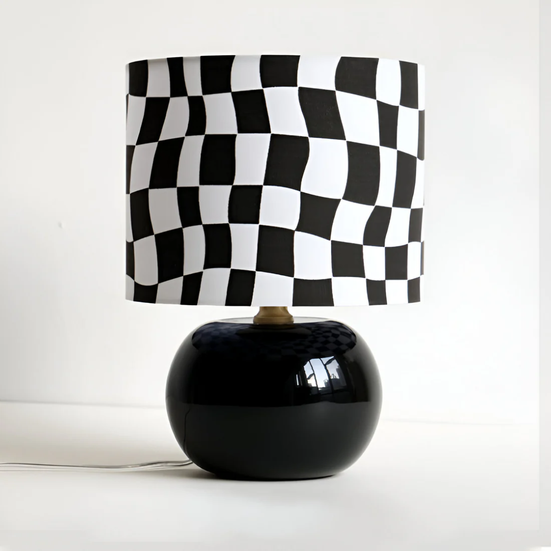 Nivora | Glas Tischlampe kariertes Muster
