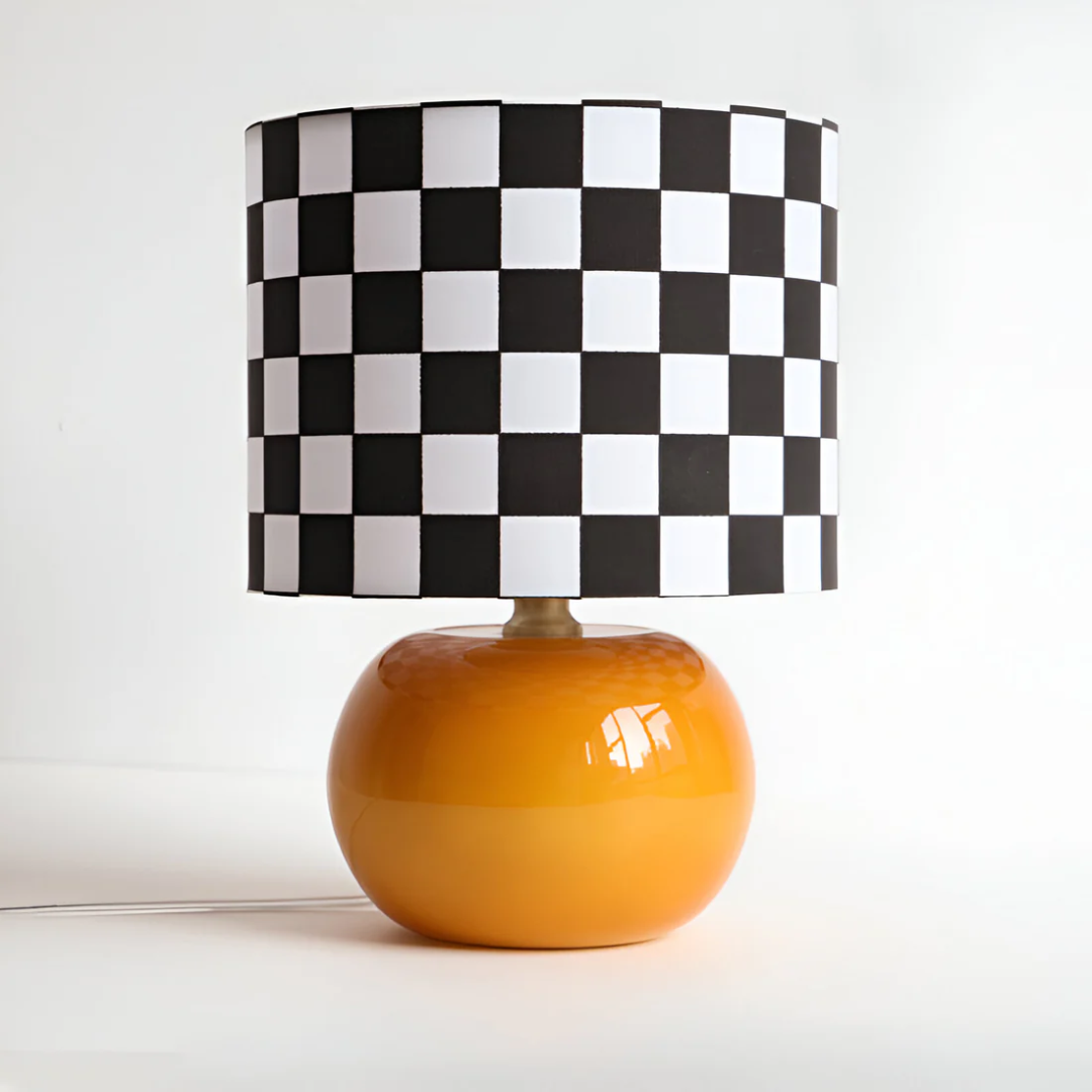 Nivora | Glas Tischlampe kariertes Muster