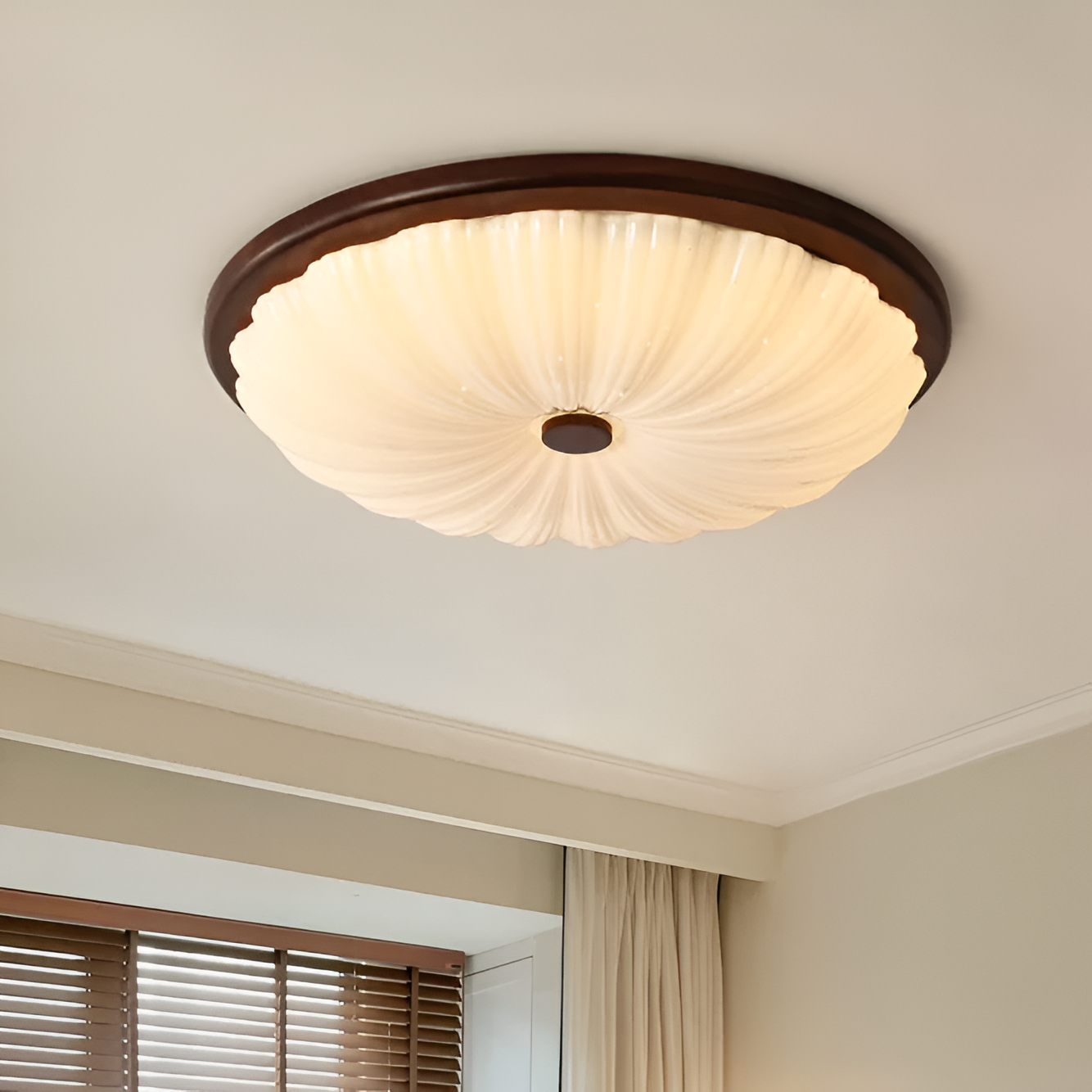 Vintage | Amerikanische Holz Deckenlampe