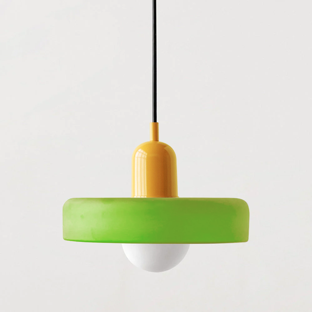 Bauhaus-Pendelleuchte | Farbiges Glas
