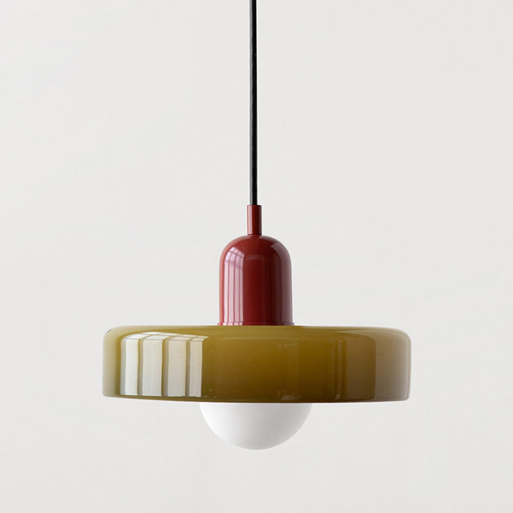 Bauhaus-Pendelleuchte | Farbiges Glas
