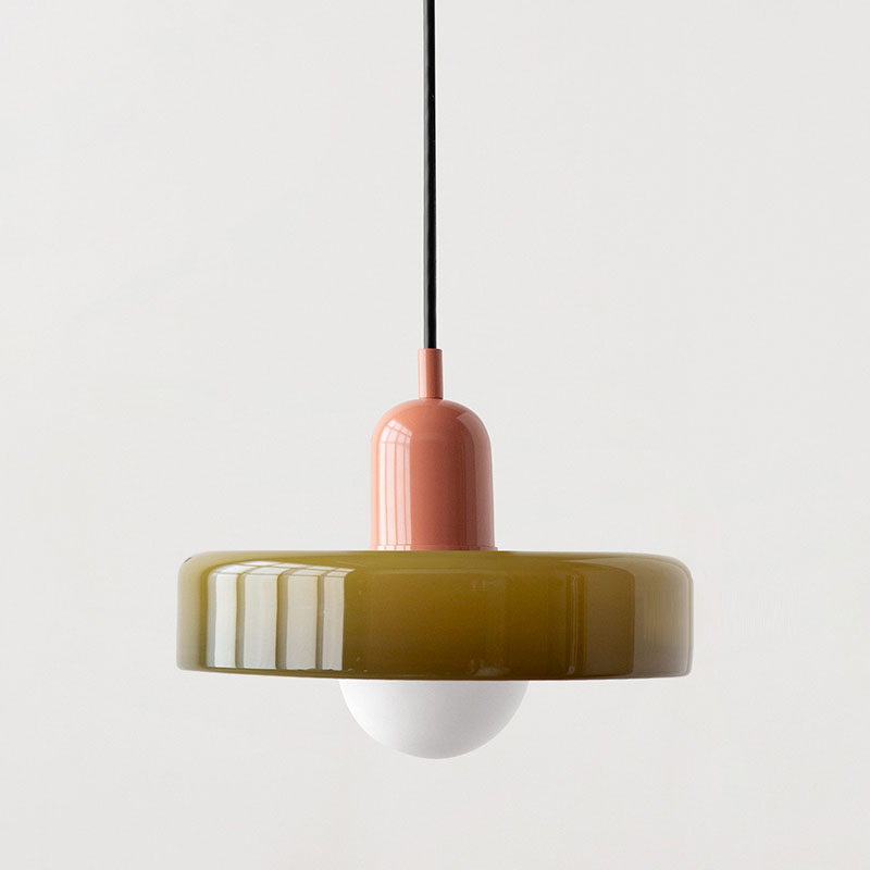 Bauhaus-Pendelleuchte | Farbiges Glas