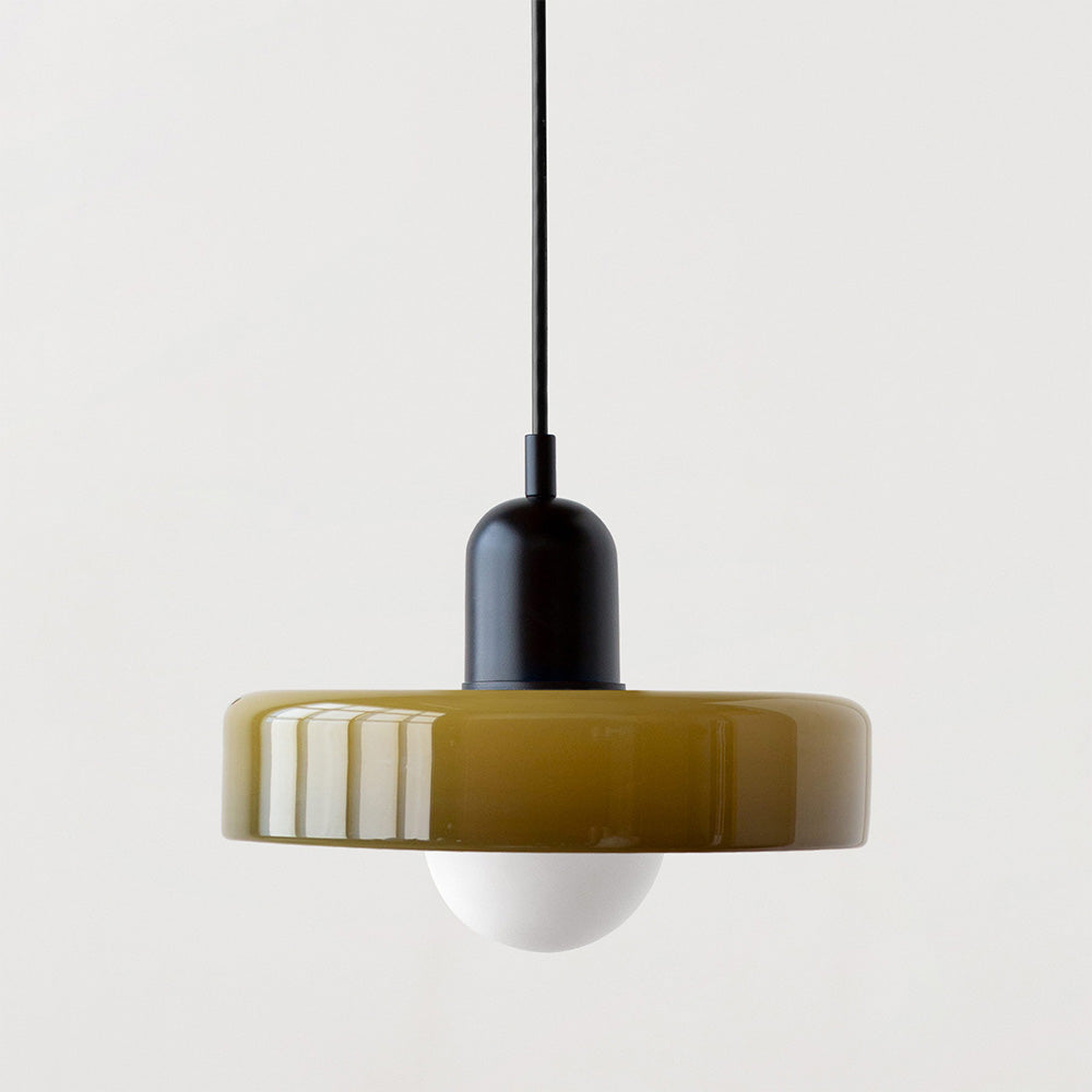Bauhaus-Pendelleuchte | Farbiges Glas