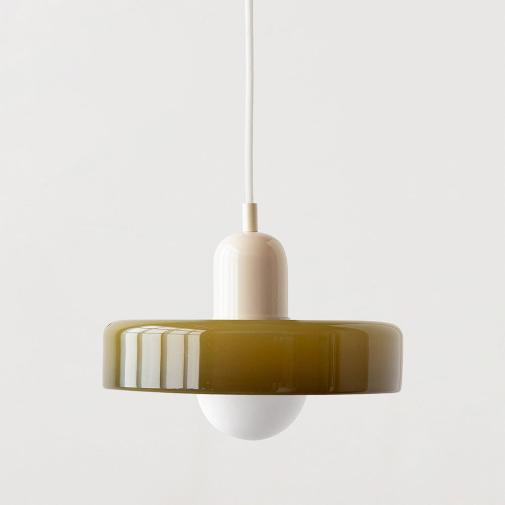 Bauhaus-Pendelleuchte | Farbiges Glas