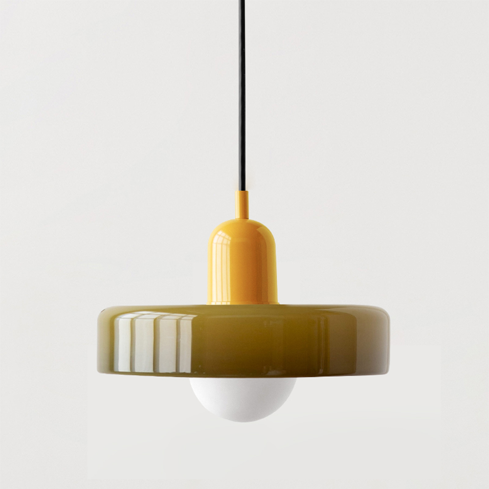 Bauhaus-Pendelleuchte | Farbiges Glas