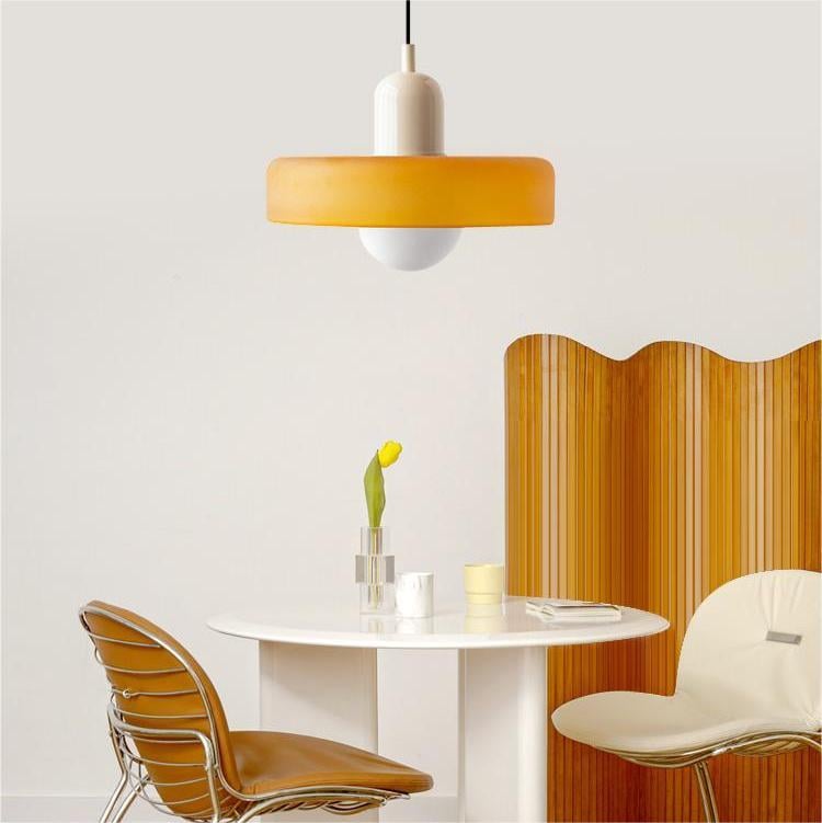 Bauhaus-Pendelleuchte | Farbiges Glas