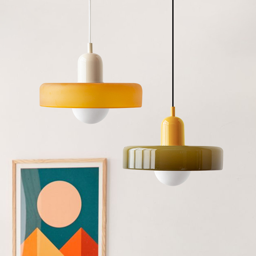 Bauhaus-Pendelleuchte | Farbiges Glas