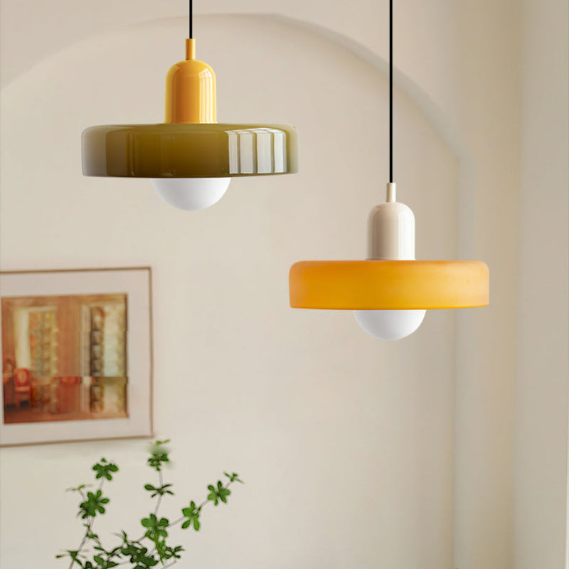 Bauhaus-Pendelleuchte | Farbiges Glas