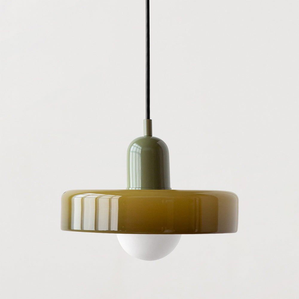 Bauhaus-Pendelleuchte | Farbiges Glas