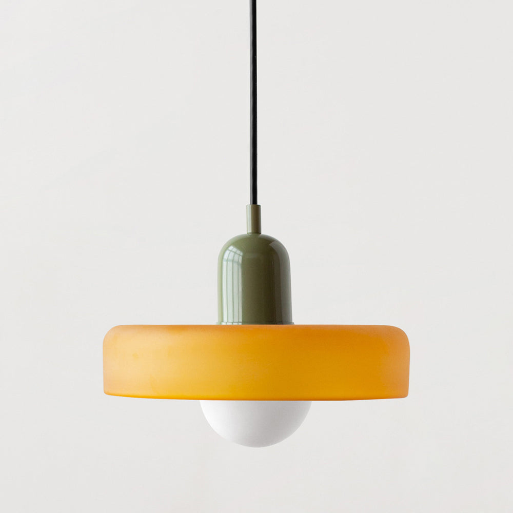 Bauhaus-Pendelleuchte | Farbiges Glas
