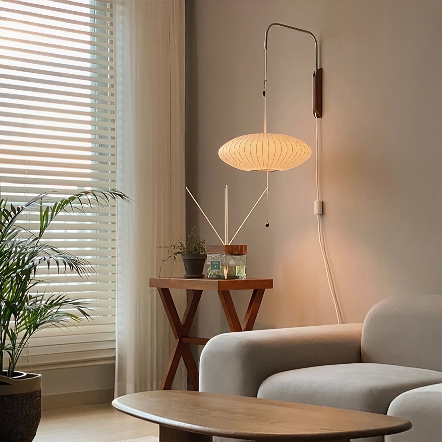 Eryvia | Stoff Oval Wandleuchte