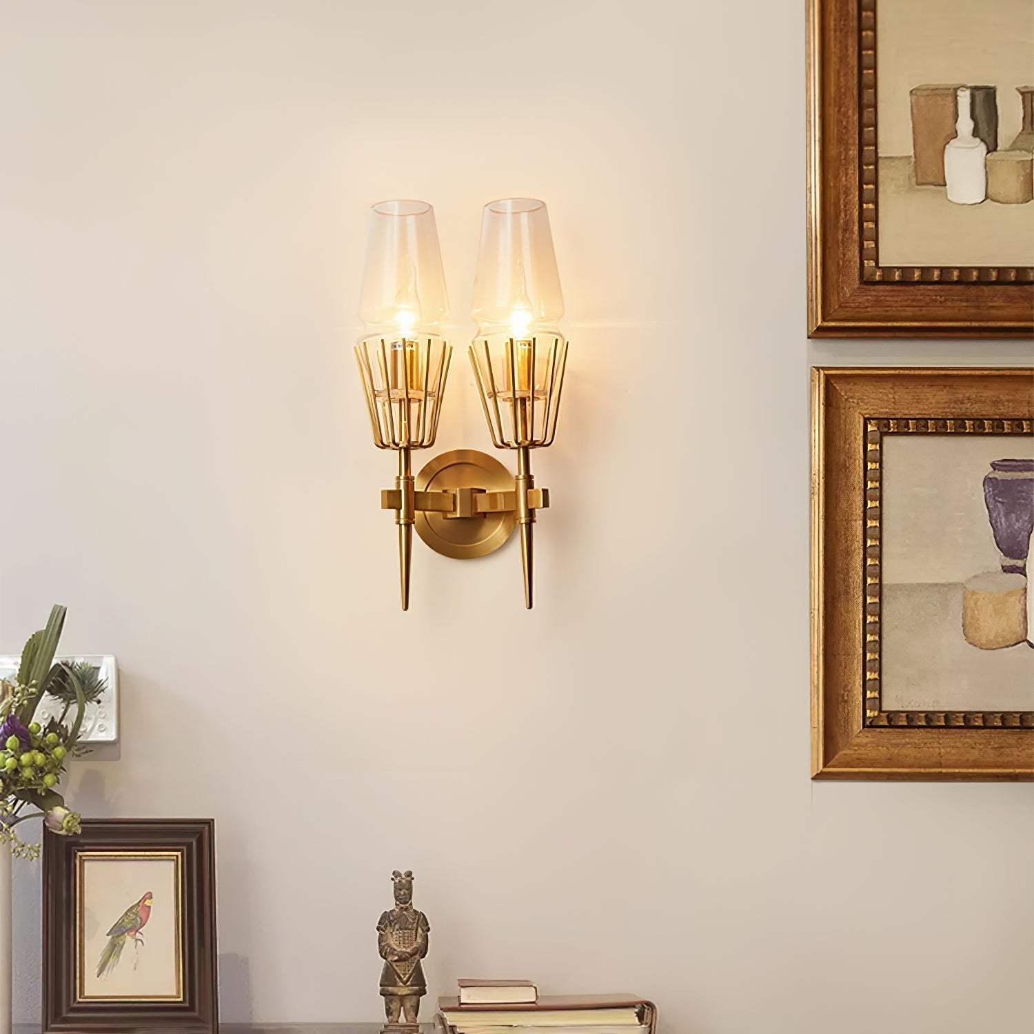 Castello | Vintage Kupfer Glas LED Wandleuchte