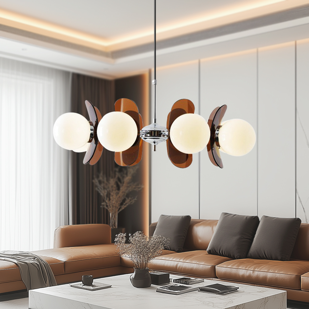 Bauhaus | Glas Metall Kronleuchter