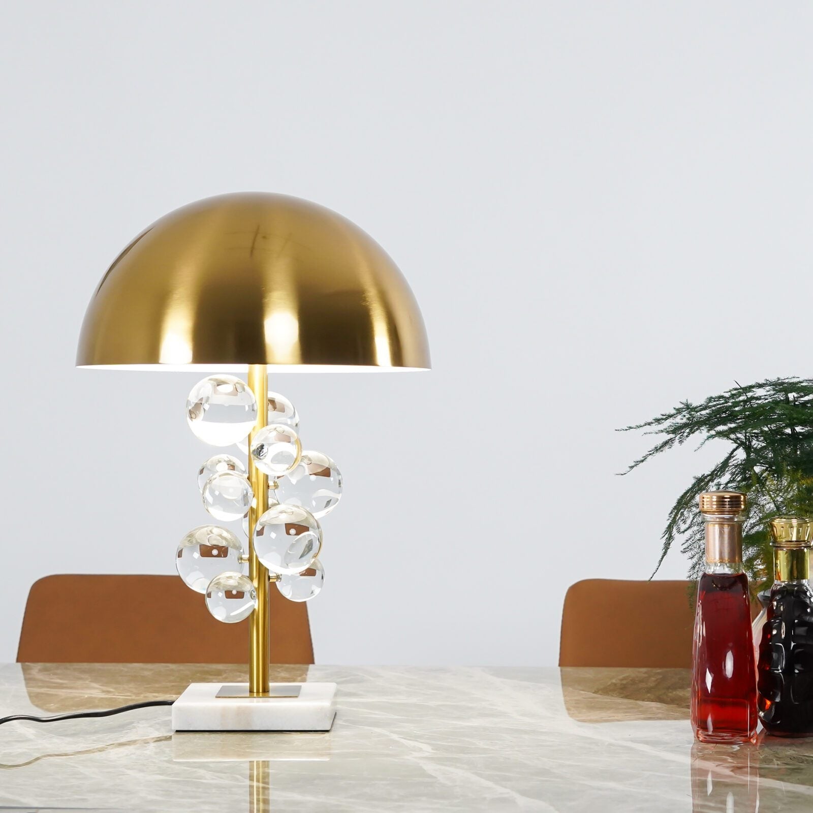 Vera | Retro Marmor Glas-Tischlampe