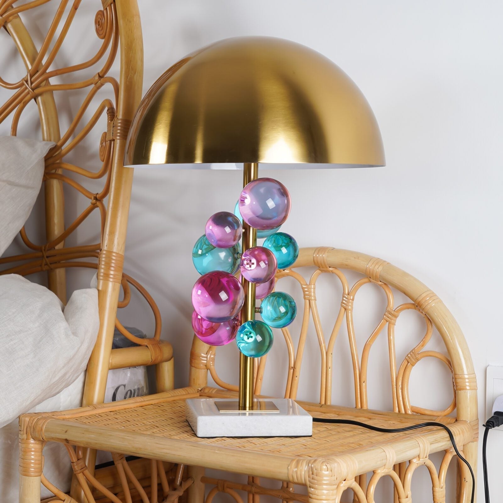 Vera | Retro Marmor Glas-Tischlampe