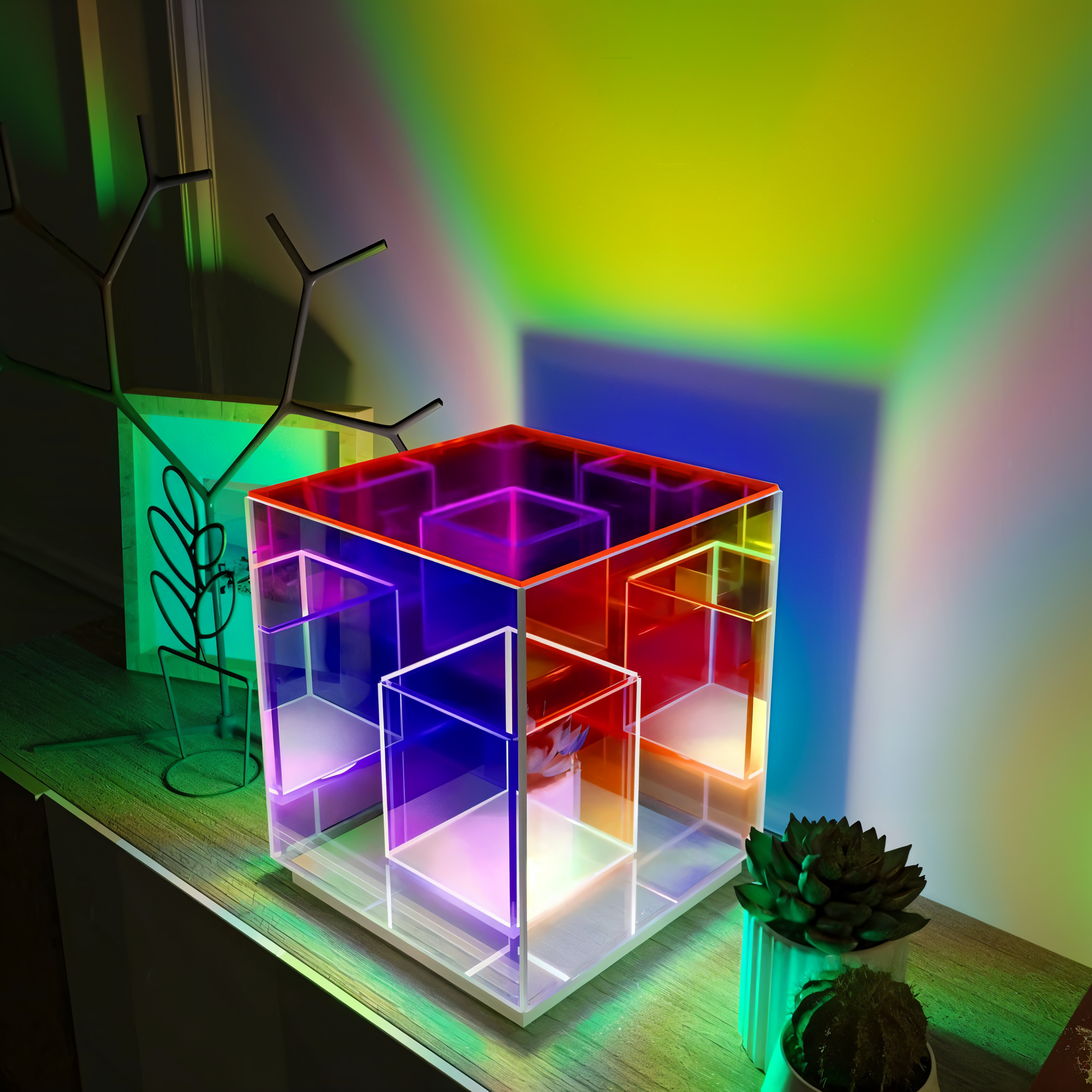 Verto | 3D LED Nachttischlampe Quadrat
