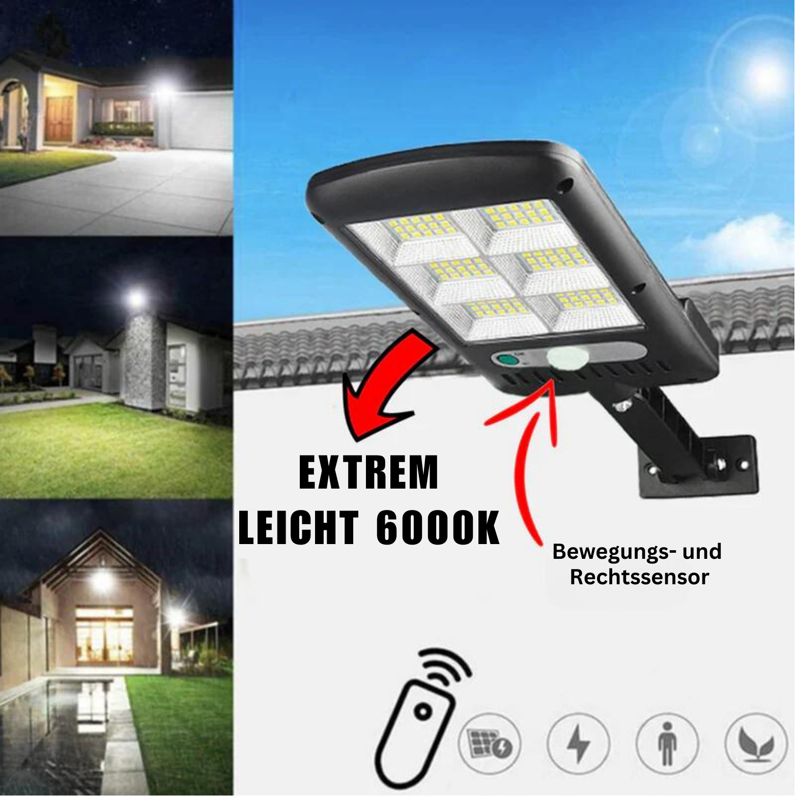 Veyron | Solar LED Wandleuchte mit Bewegungsmelder