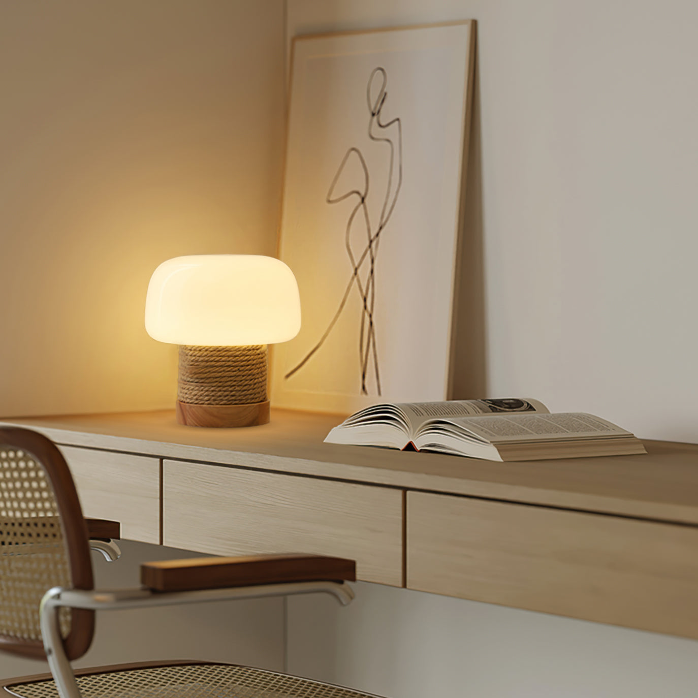 Lumo | Moderne LED Tischlampe Minimalistisch Holzfuß