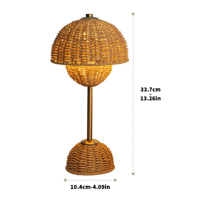 Arvella | Rattan Tischlampe mit Geflecht-Design
