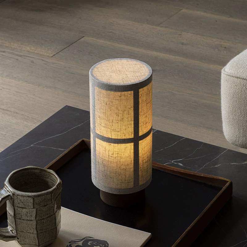 Lioren | Zylinder Tischlampe mit Stoffschirm