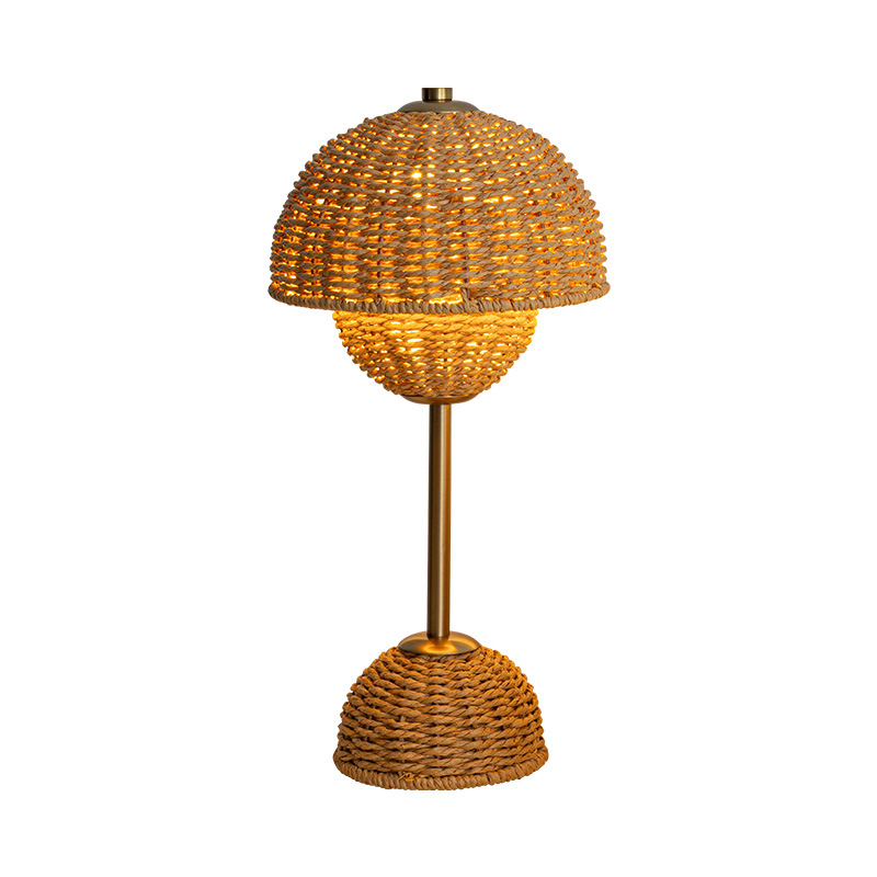 Arvella | Rattan Tischlampe mit Geflecht-Design